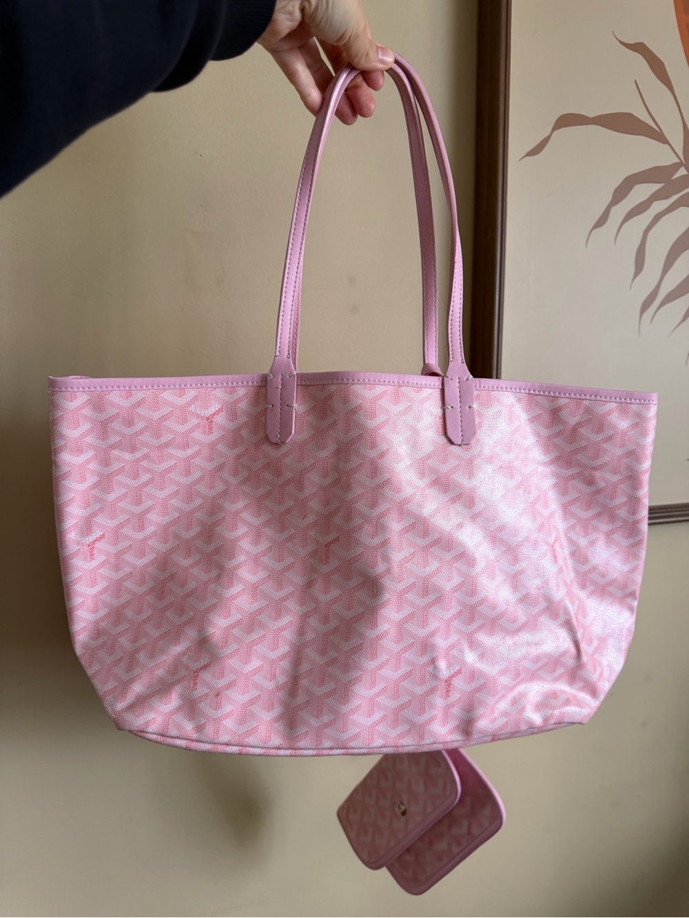 Pink Chevron Tote with Pouch - Picture 3 of 12